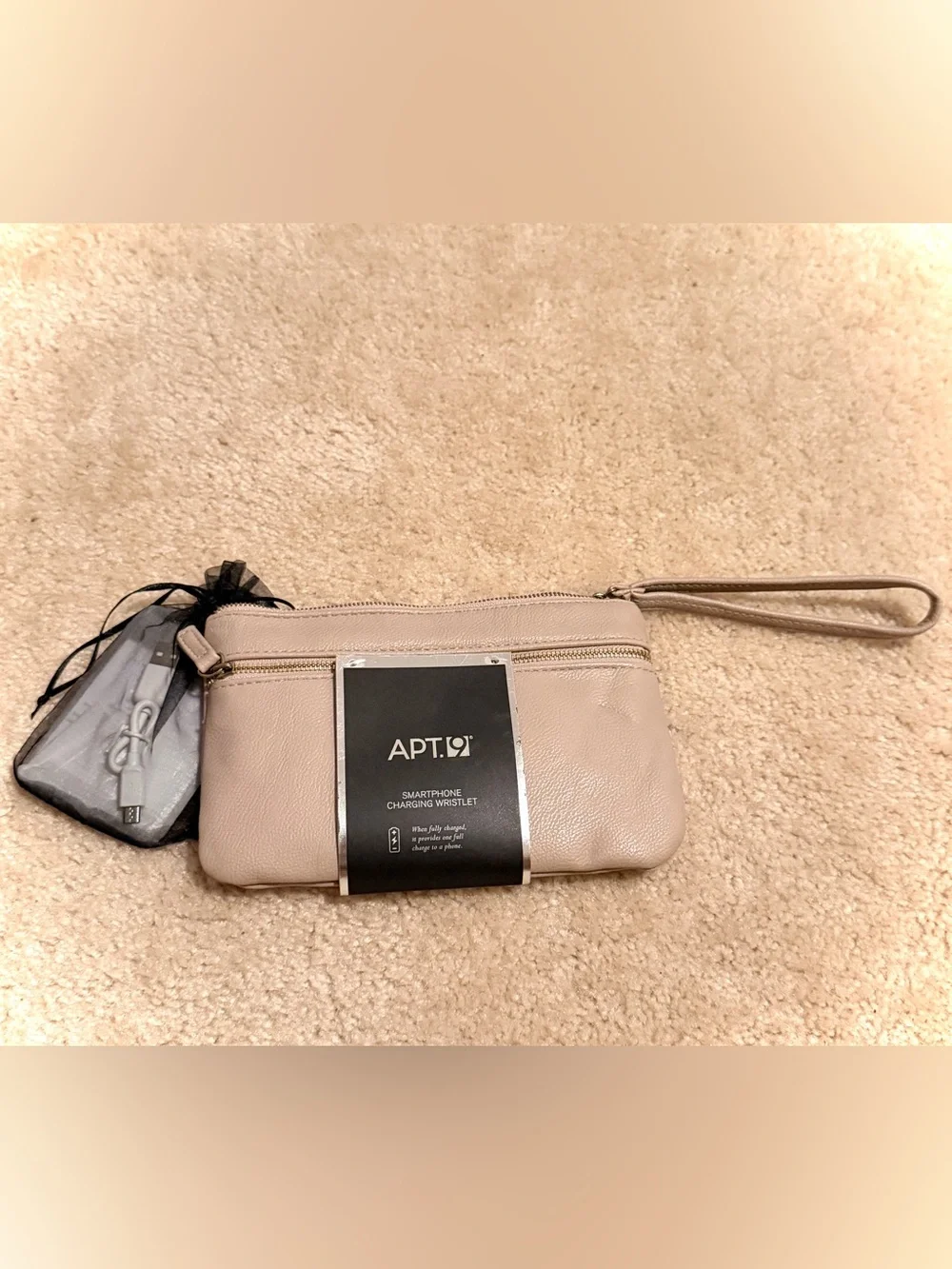 APT. 9 Beige Smartphone Charging Wristlet